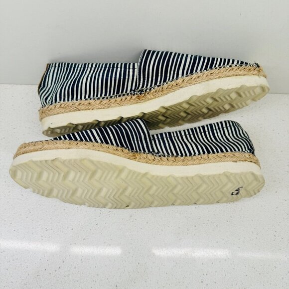 EXE Espadrille Nautical Navy White Striped Marine Shoes Flats  Boho Beachy Sz 41 - Picture 7 of 12